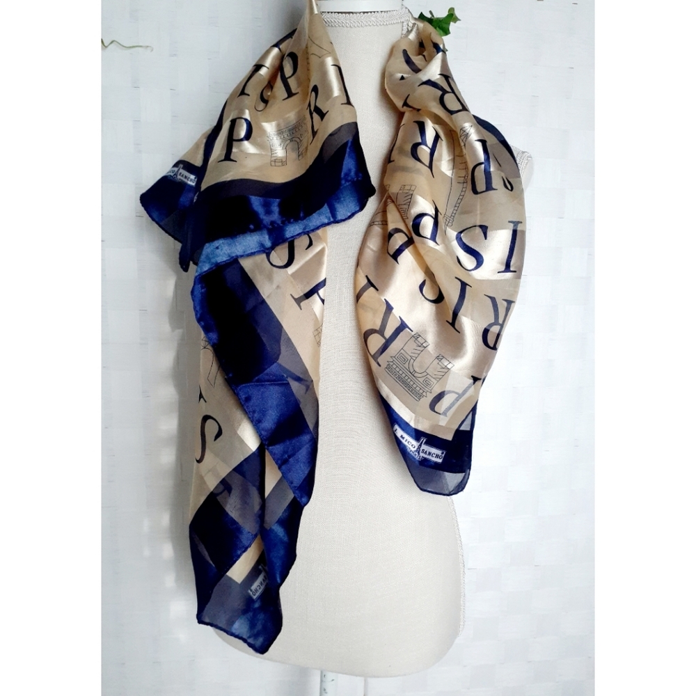 J. Mico Sancho Eiffel Tower "R I S P" Square Scarf - image 6